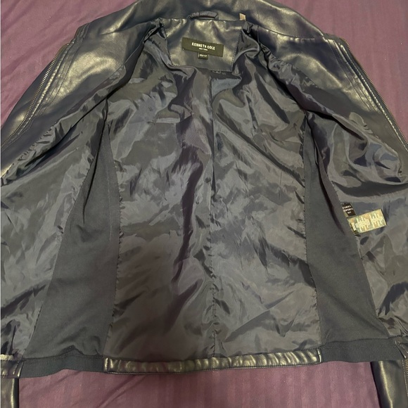 Kenneth Cole Leather Jacket XS never worn Navy blue , brand new - Picture 5 of 6